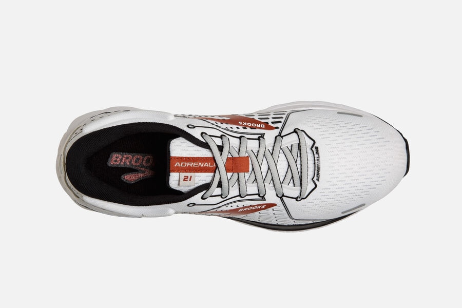 Brooks Adrenaline GTS 21 Road Running Shoes Mens White/Black/Orange 064538-FWK